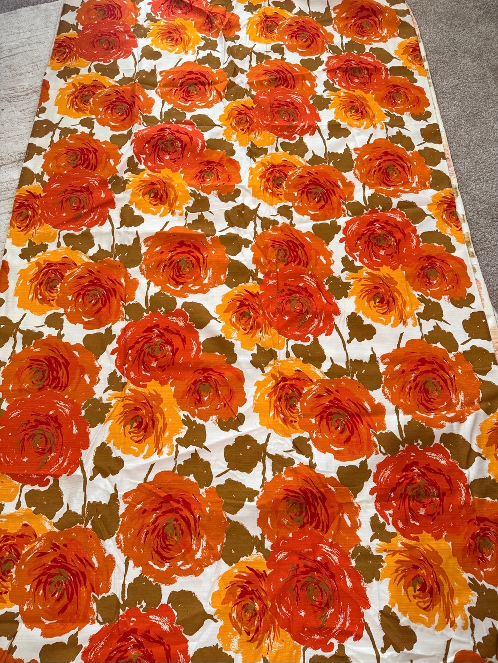 5 yards beautiful vintage bold orange rose fabric